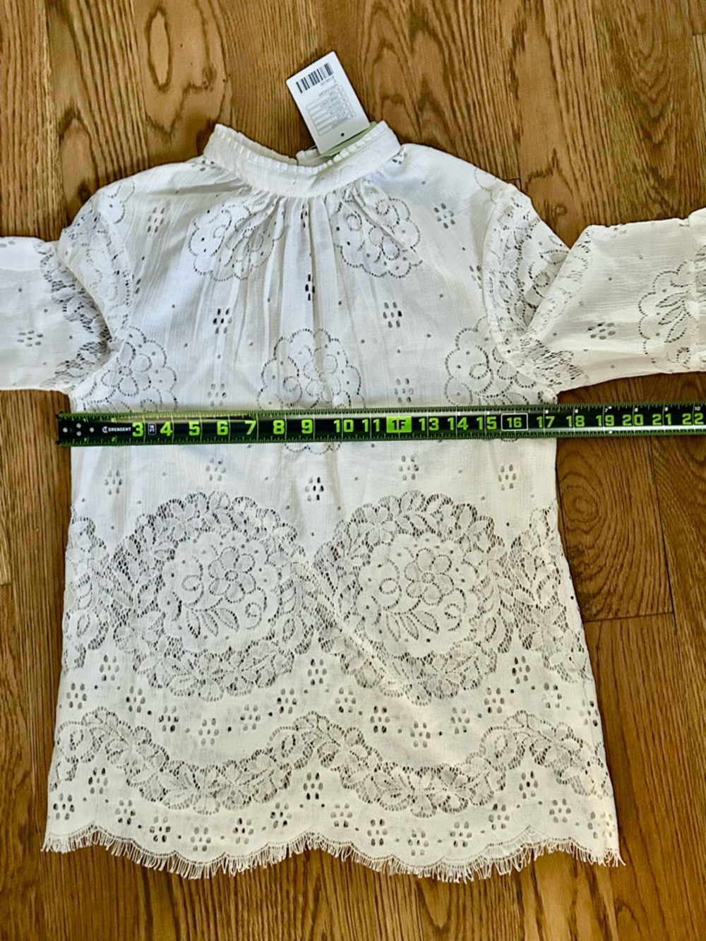 *Lace Eyelet High-Neck Blouse in Cream - Picture 8 of 9